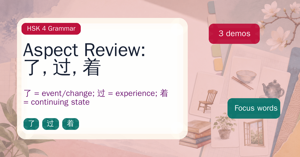 Aspect Review: 了, 过, 着 cover