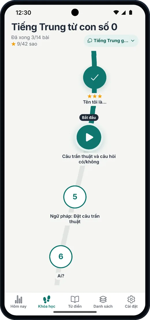 Ứng dụng HanyuGuide với khóa Tiếng Trung từ con số 0
